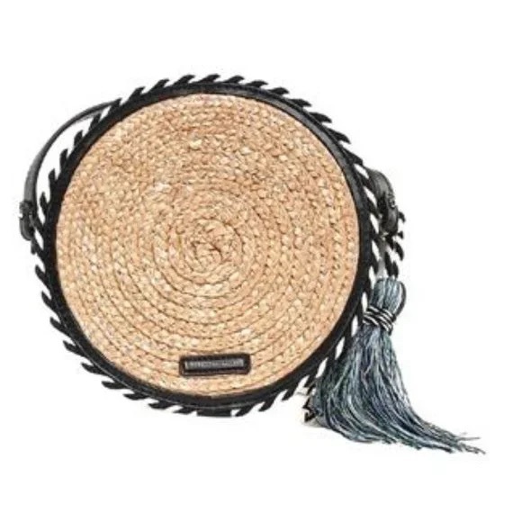 Rebecca Minkoff Straw Circle Crossbody Bag, Blue Multi - Picture 5 of 13